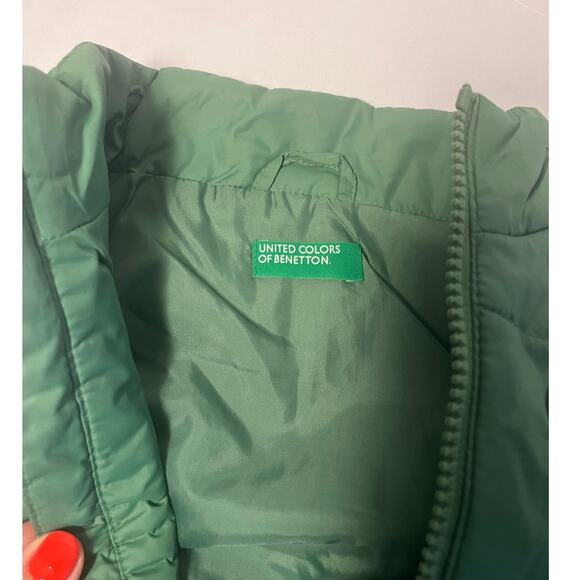 United Colors of Benetton Baby Toddler Puffer Vest Green & Blue Details sz 0-12M - Picture 4 of 6